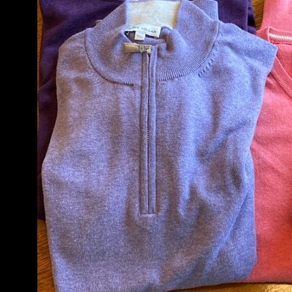 XXL Peter Millar 1/4 Zip Periwinkle Blue Sweater Great Condition Zipper Pull XX - Picture 5 of 16